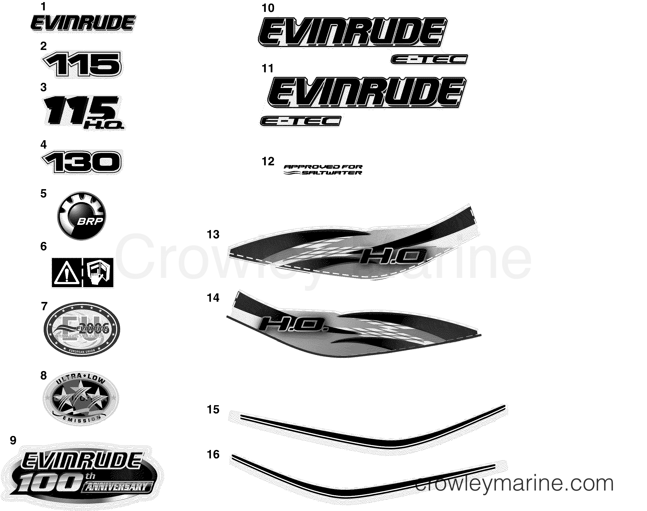 2009 Outboard 115 - E115DSLSEF - DECALS