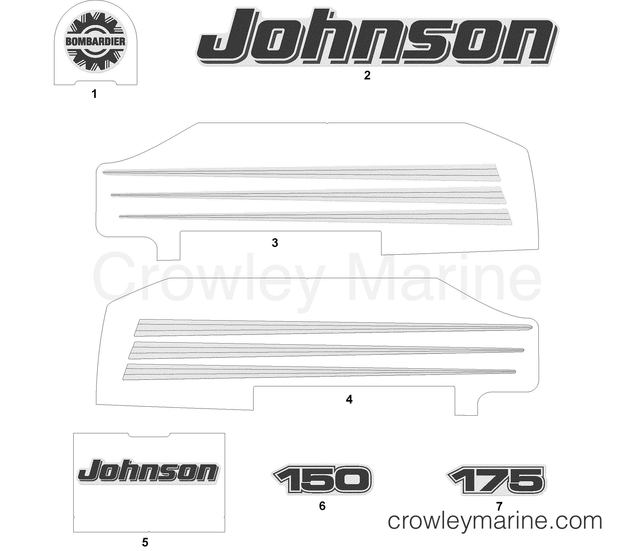 2003 Outboard 175 - J175PLSTF - DECALS WHITE MODELS