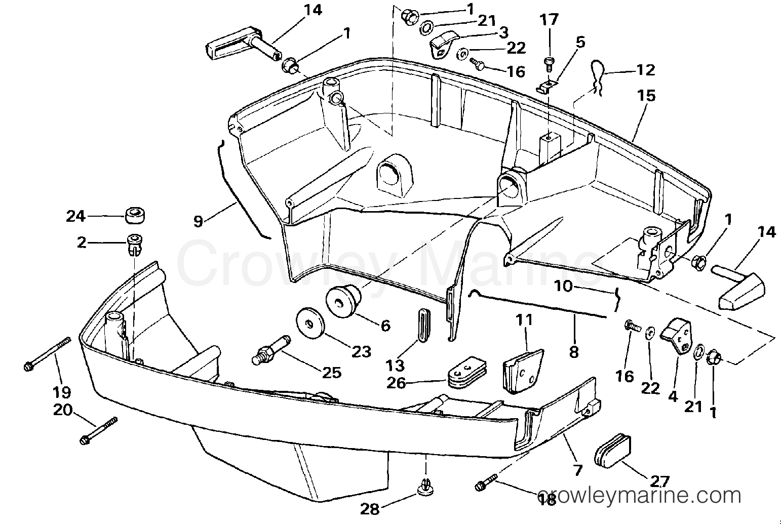 1987 Outboard 200 - J200TXCUC - LOWER ENGINE COVER