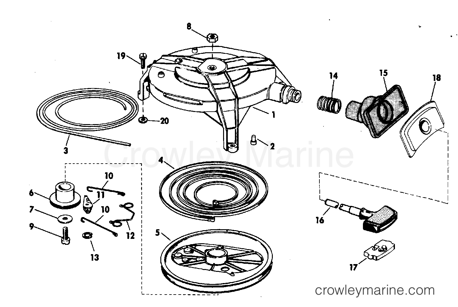 1976 Outboard 35 - 35652S - REWIND STARTER