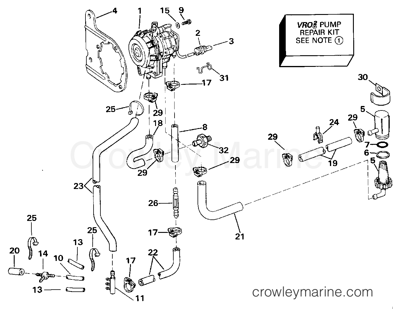 1992 Outboard 65 - J65WMLENE - VRO2 PUMP