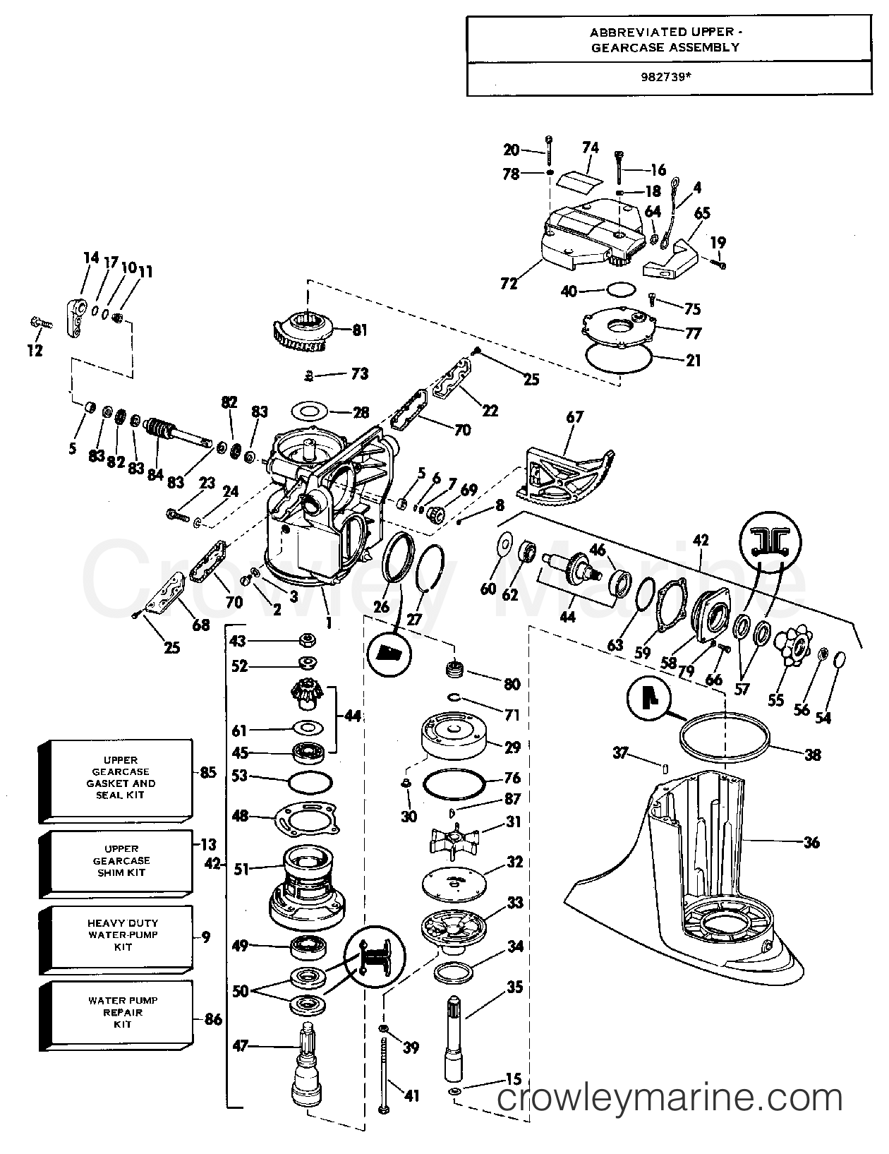 1983 Stern Drive 3.8 - 384STMCCTR - UPPER GEARCASE GROUP