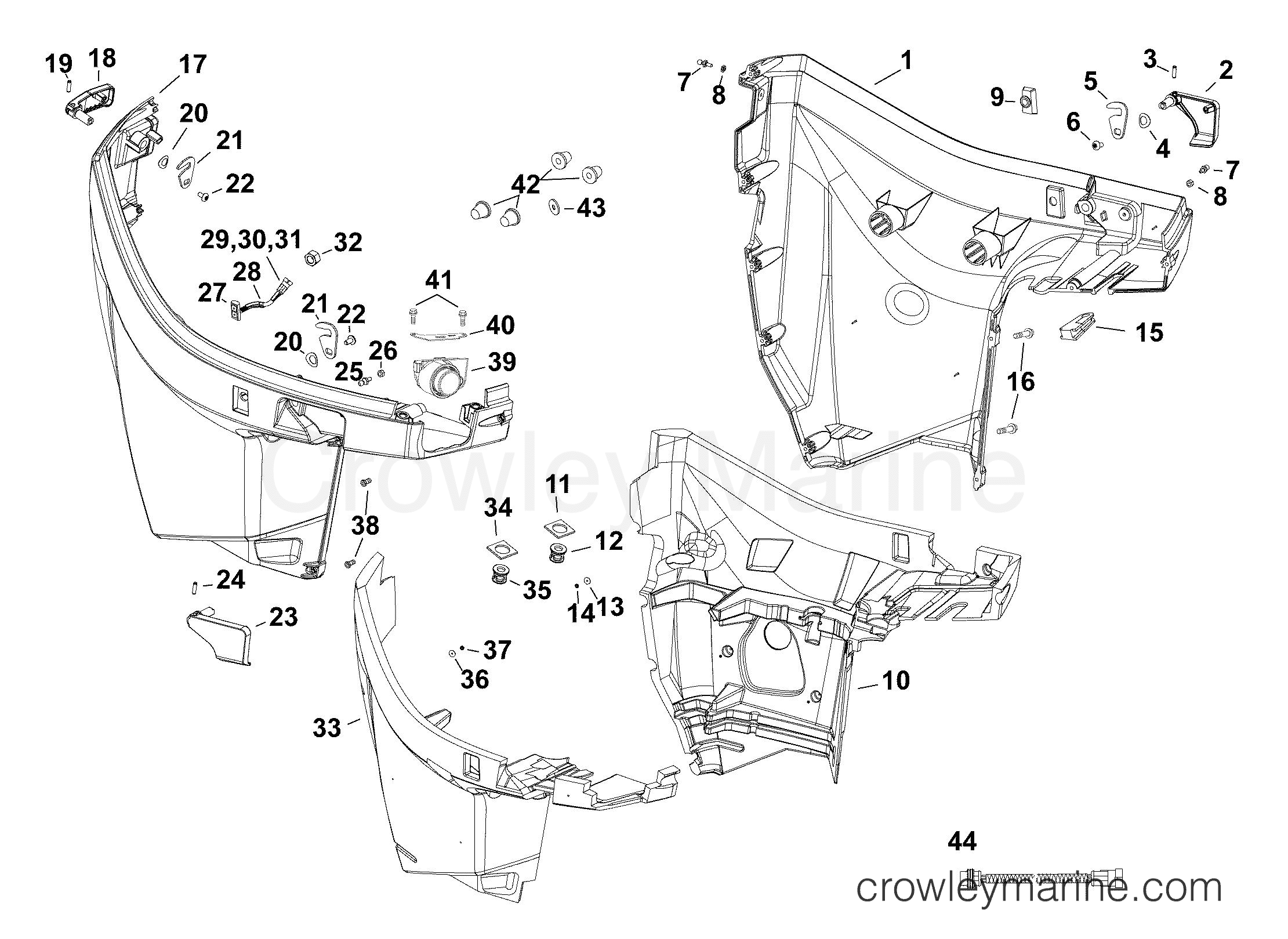 AF Outboard 130 - E130DPXAFF - LOWER ENGINE COVER