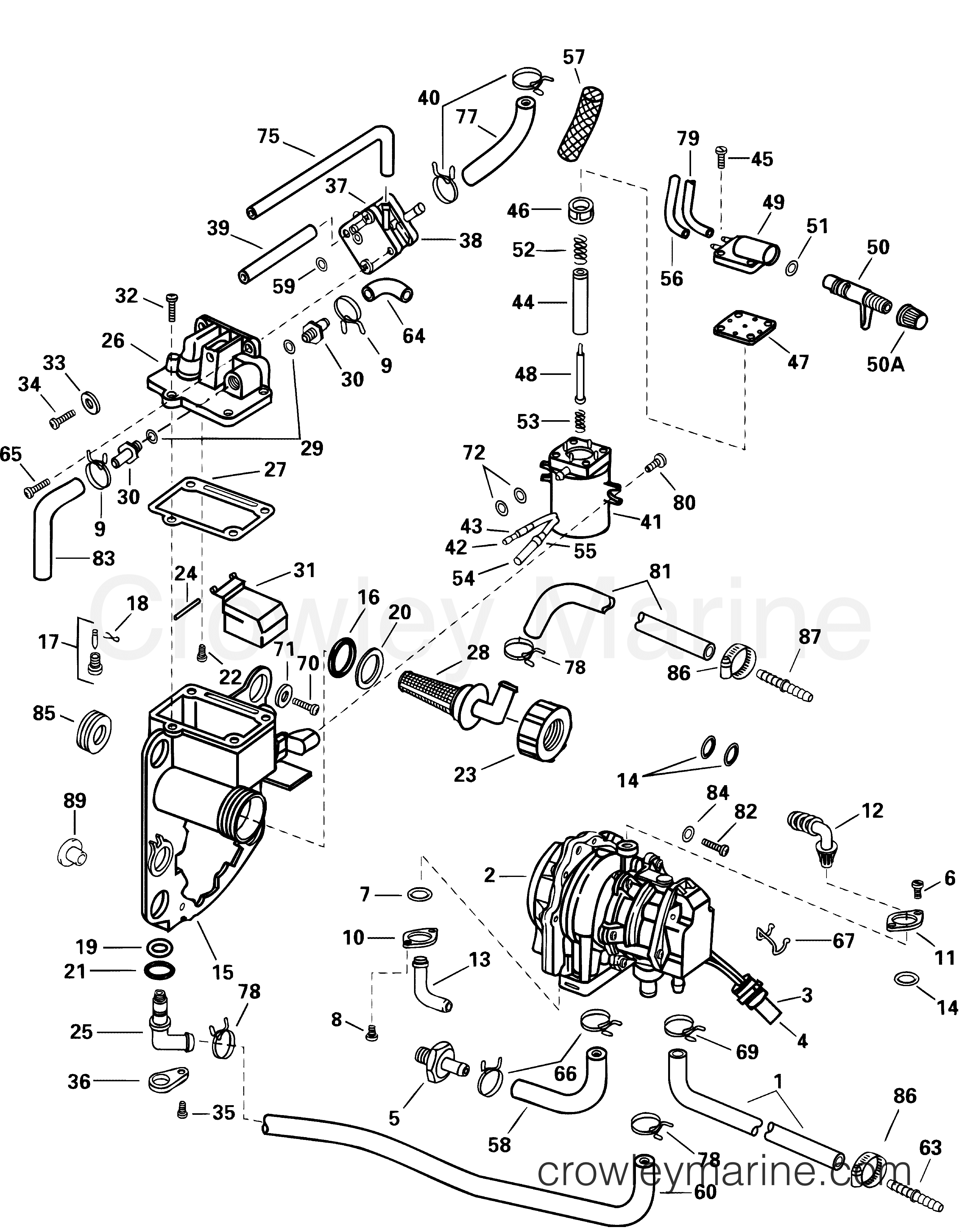 2001 Outboard 90 - J90PLSID - FUEL BRACKET & COMPONENETS