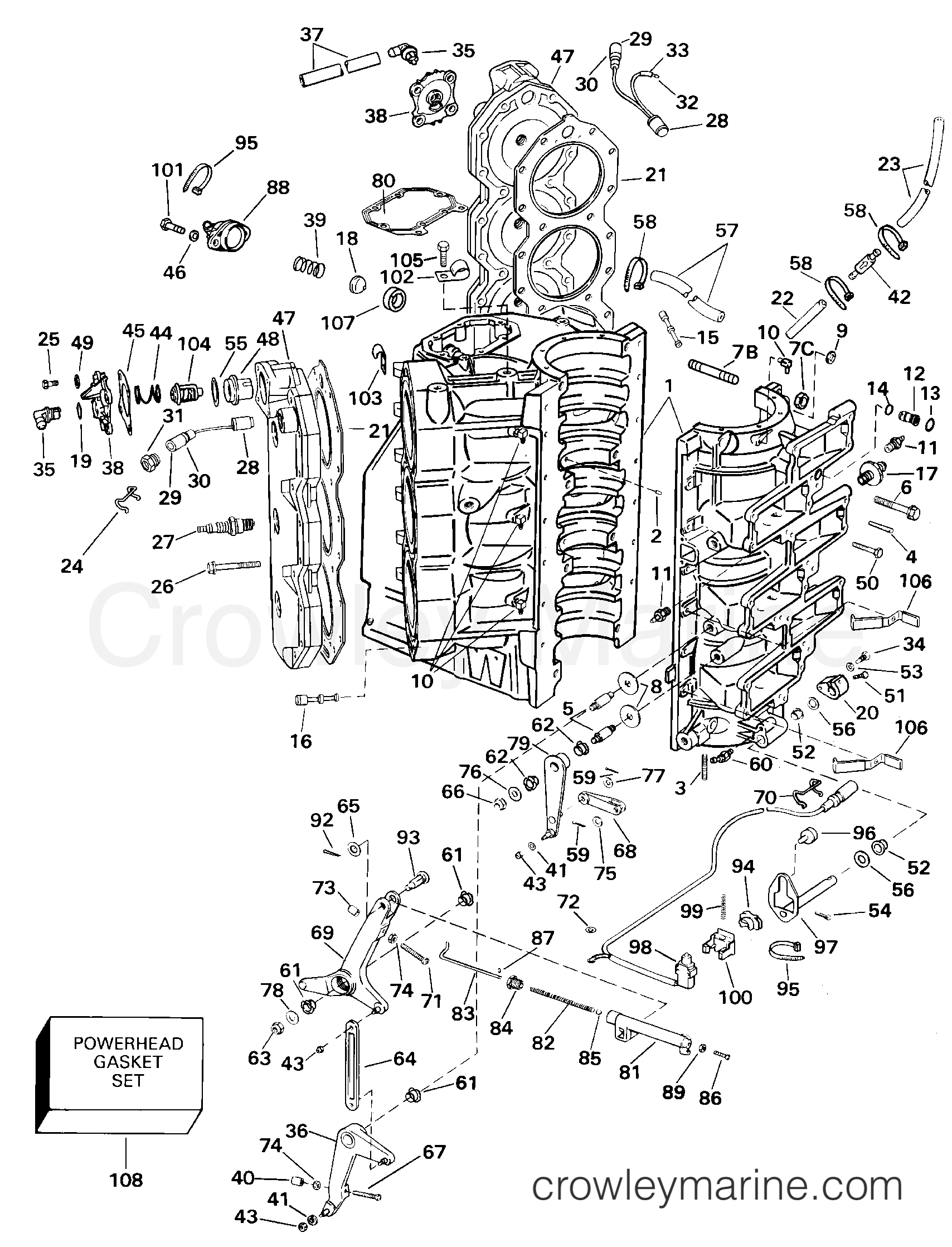 2000 Outboard 200 - J200WPXSSC - CYLINDER & CRANKCASE