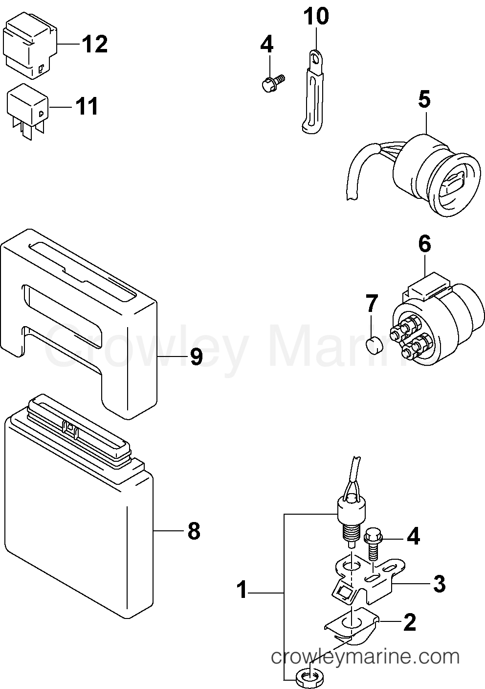 2003 Outboard 90 - J90PX4STS - ENGINE CONTROL MODULE & POWER TRIM SWITCH