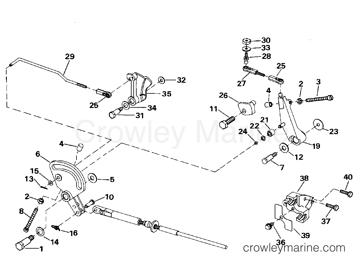 SHIFT & THROTTLE LINKAGE 1994 Outboard 48 E48ESLERD Crowley Marine