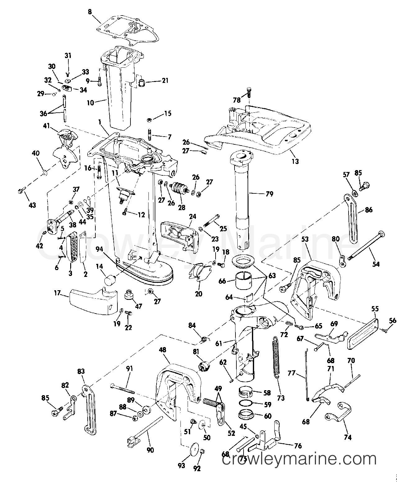 1990 Outboard 30 - J30RLESS - MIDSECTION - 20 & 25 MODELS ONLY