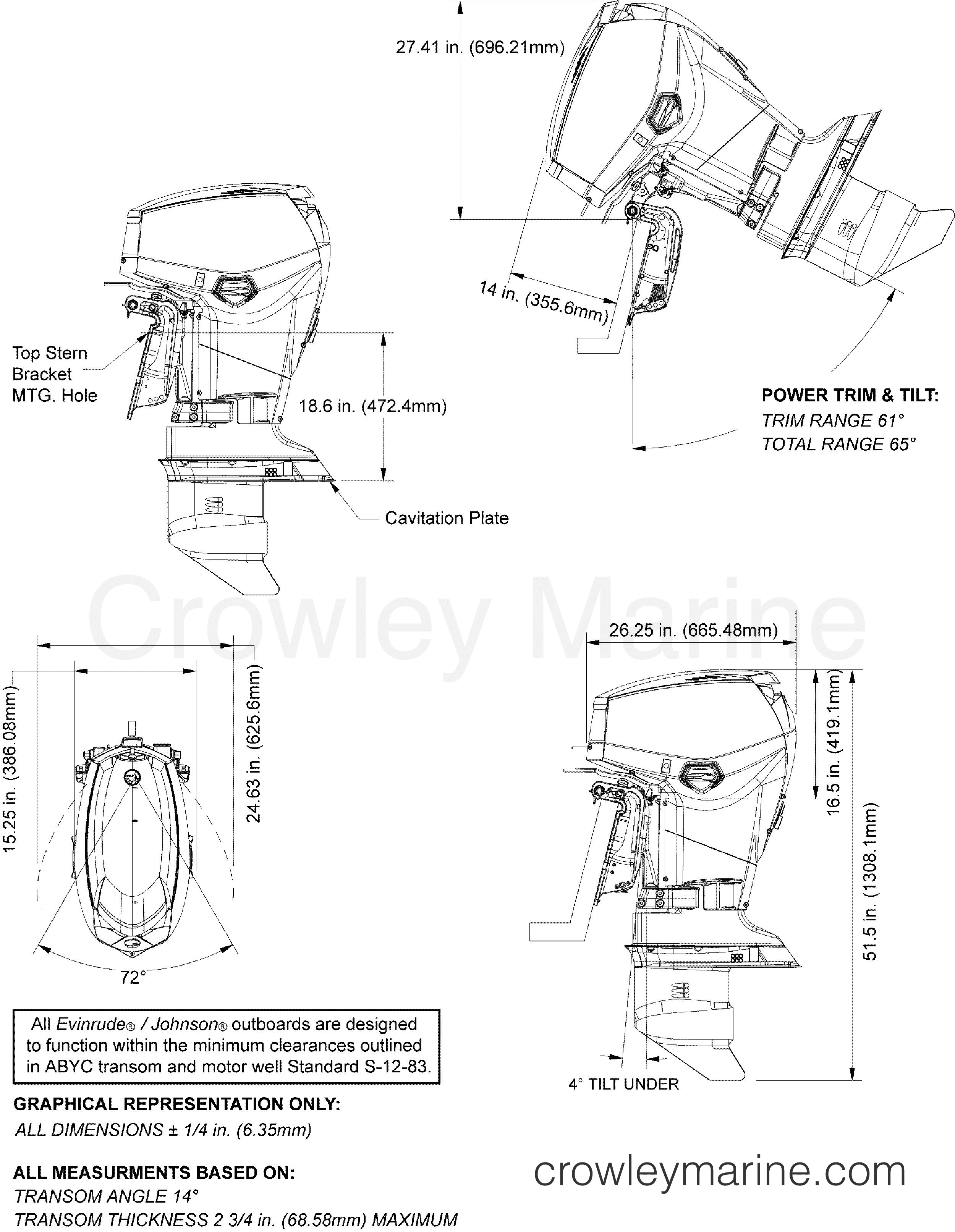 AB Outboard 50 - E50DPLABA - PROFILE DRAWING (DP, DS)