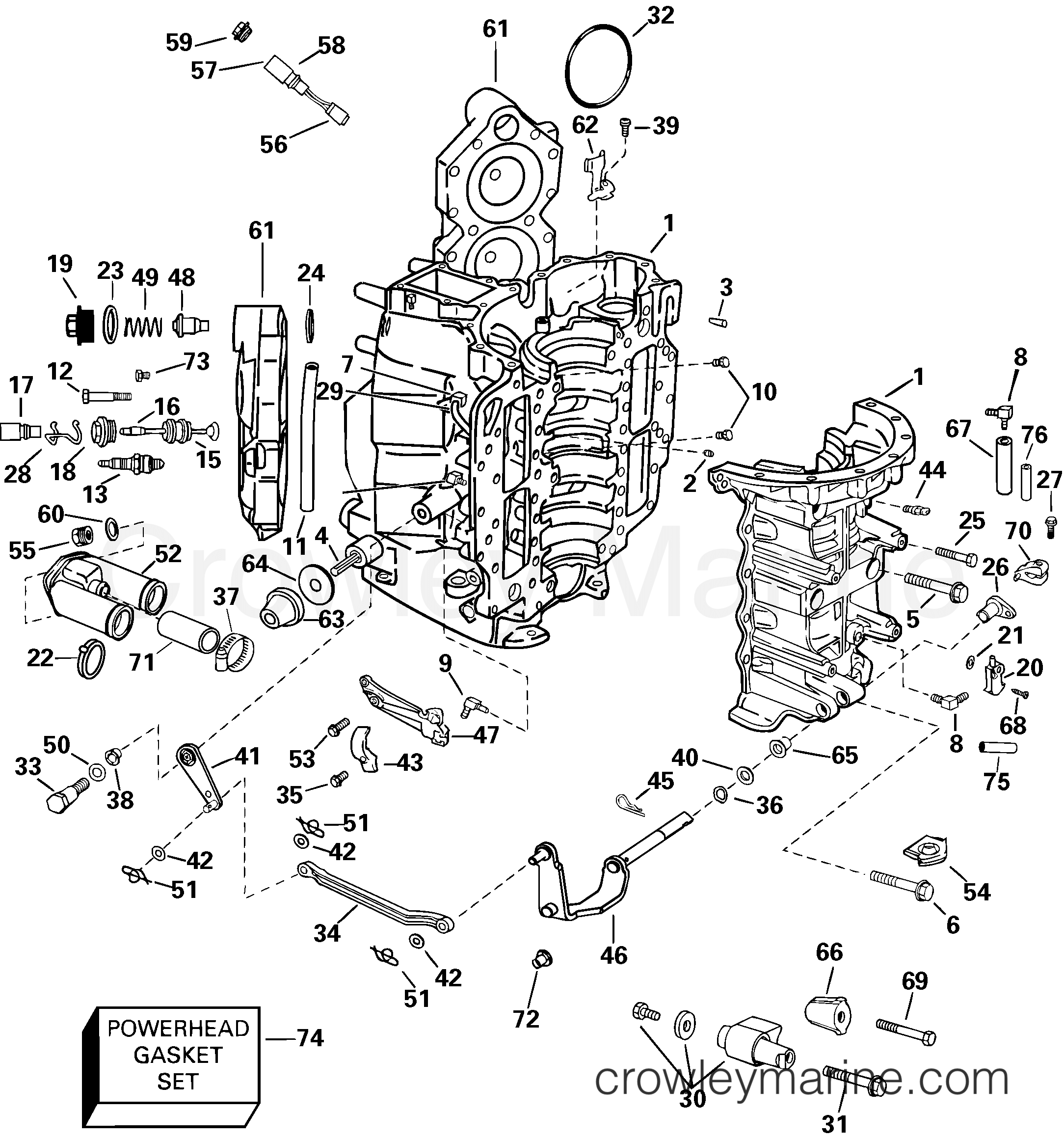 2005 Outboard 115 - J115GLSOB - CYLINDER AND CRANKCASE