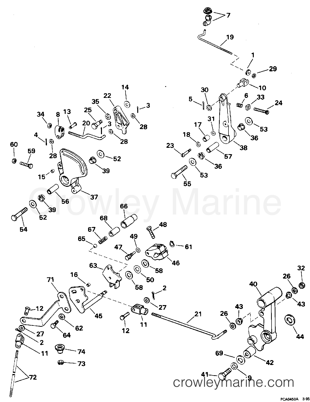 1995 Outboard 85 - J85TTLEOR - SHIFT & THROTTLE LINKAGE