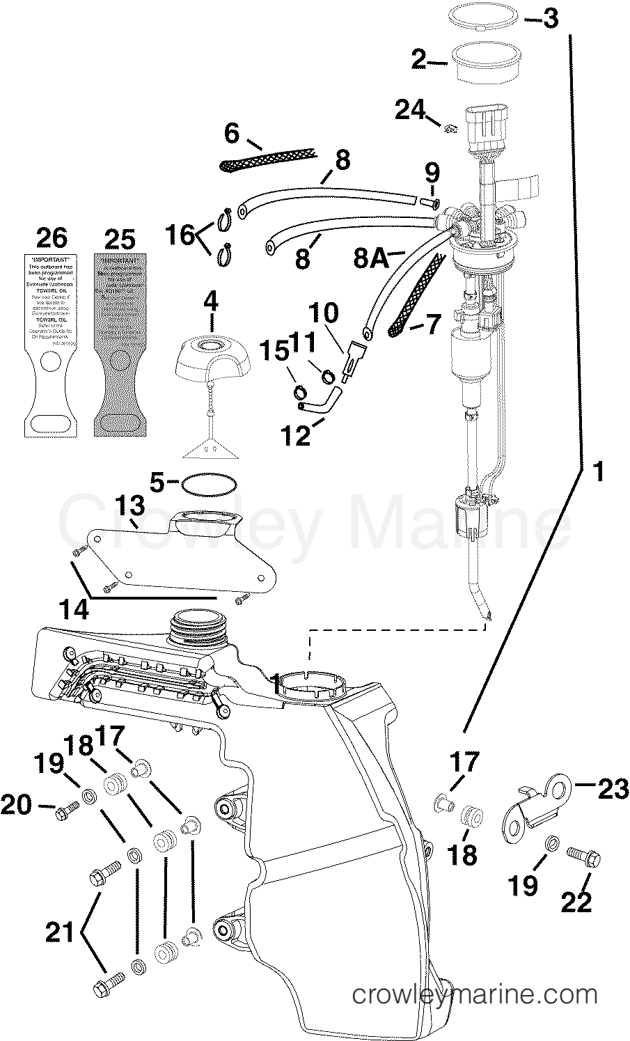 2004 Outboard 40 - E40DPLSRC - OIL TANK & PUMP
