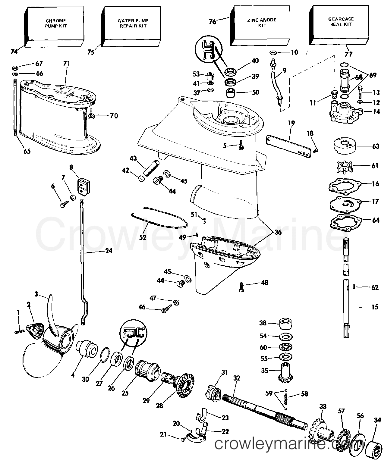 1987 Outboard 28 - J28ESLCUC - GEARCASE