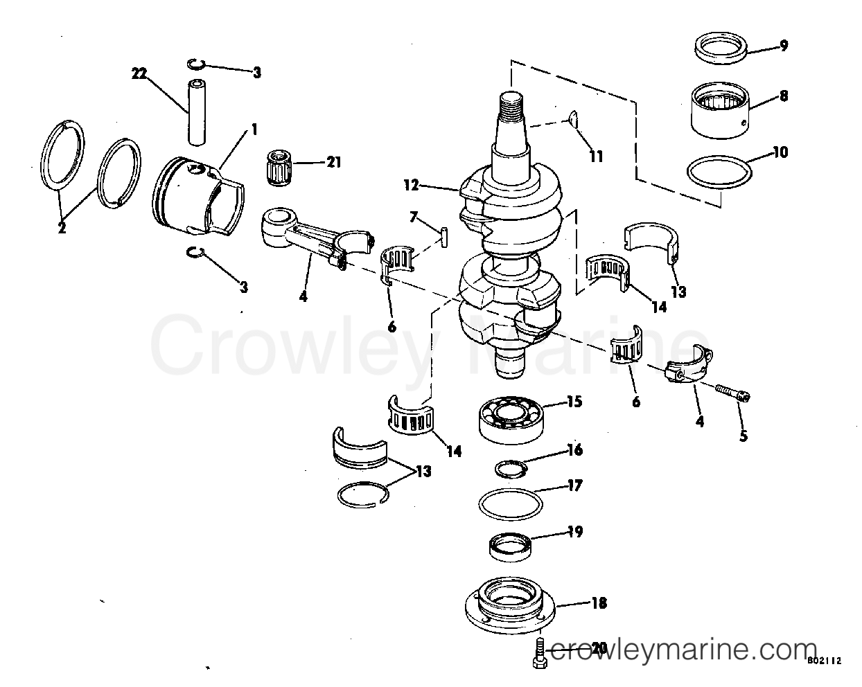 1981 Outboard 60 - J60ECIH - CRANKSHAFT & PISTON