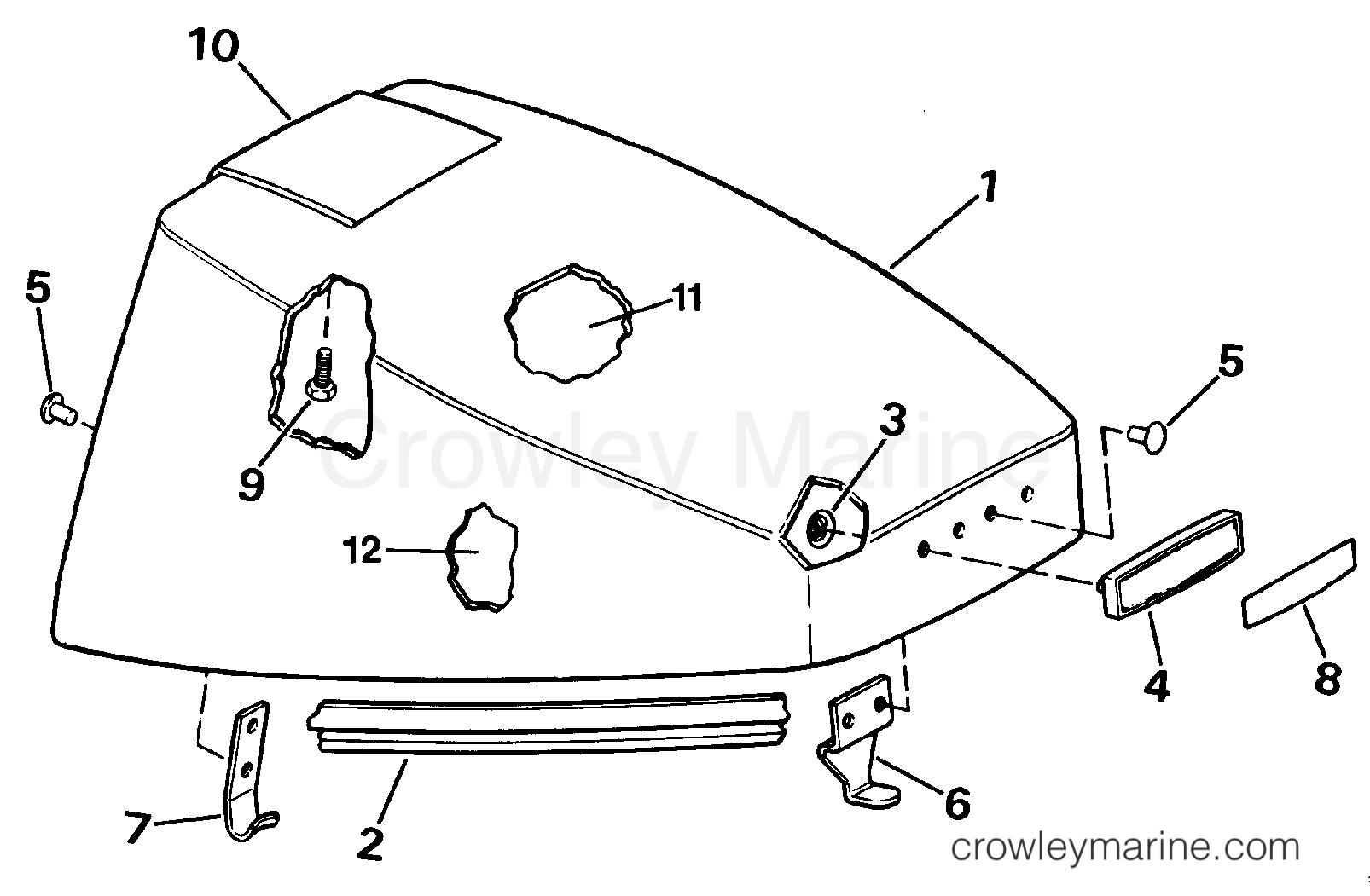 1989 Outboard 9.9 - TE10RLCES - ENGINE COVER - JOHNSON