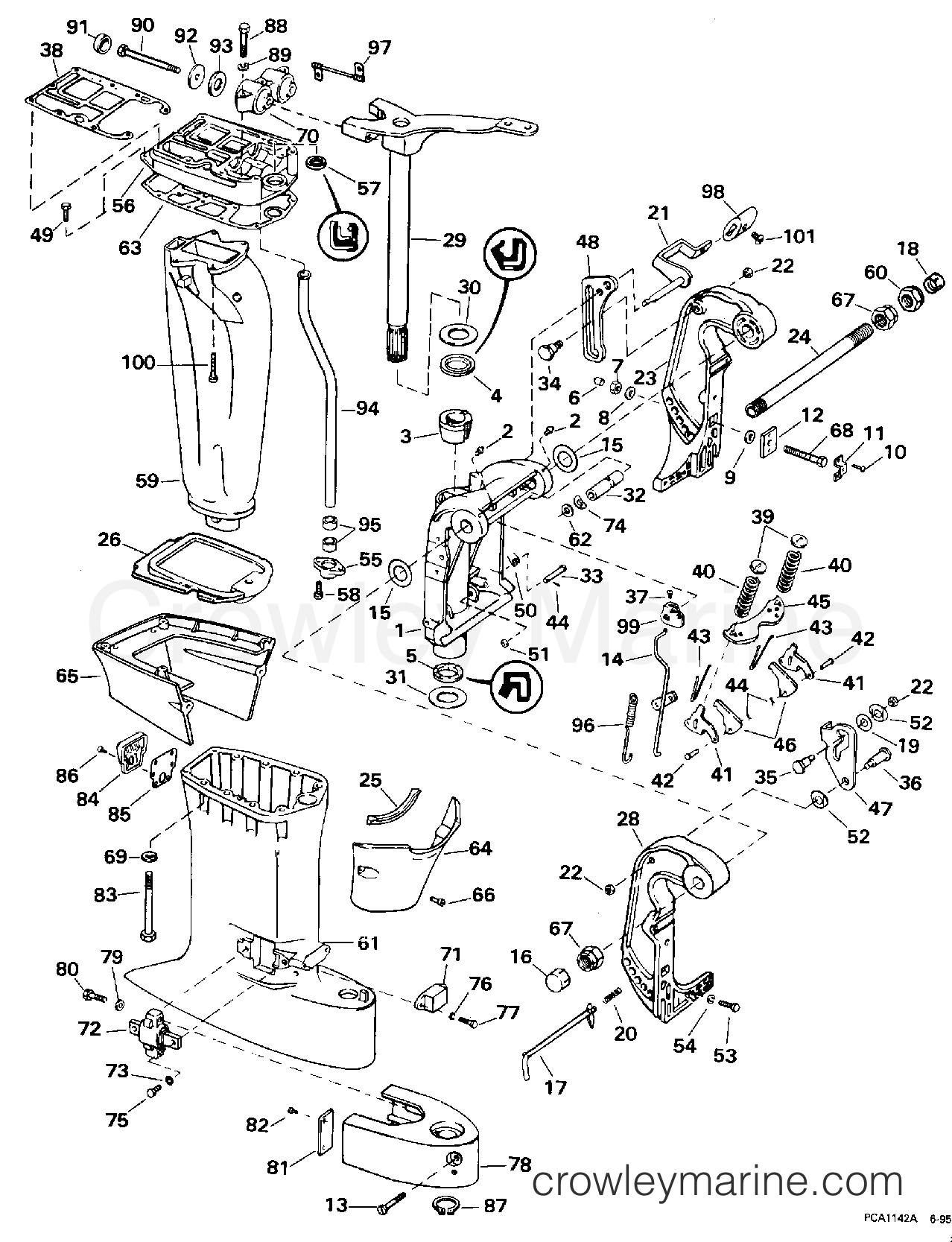 1996 Outboard 55 - HJ55WMLM - MIDSECTION