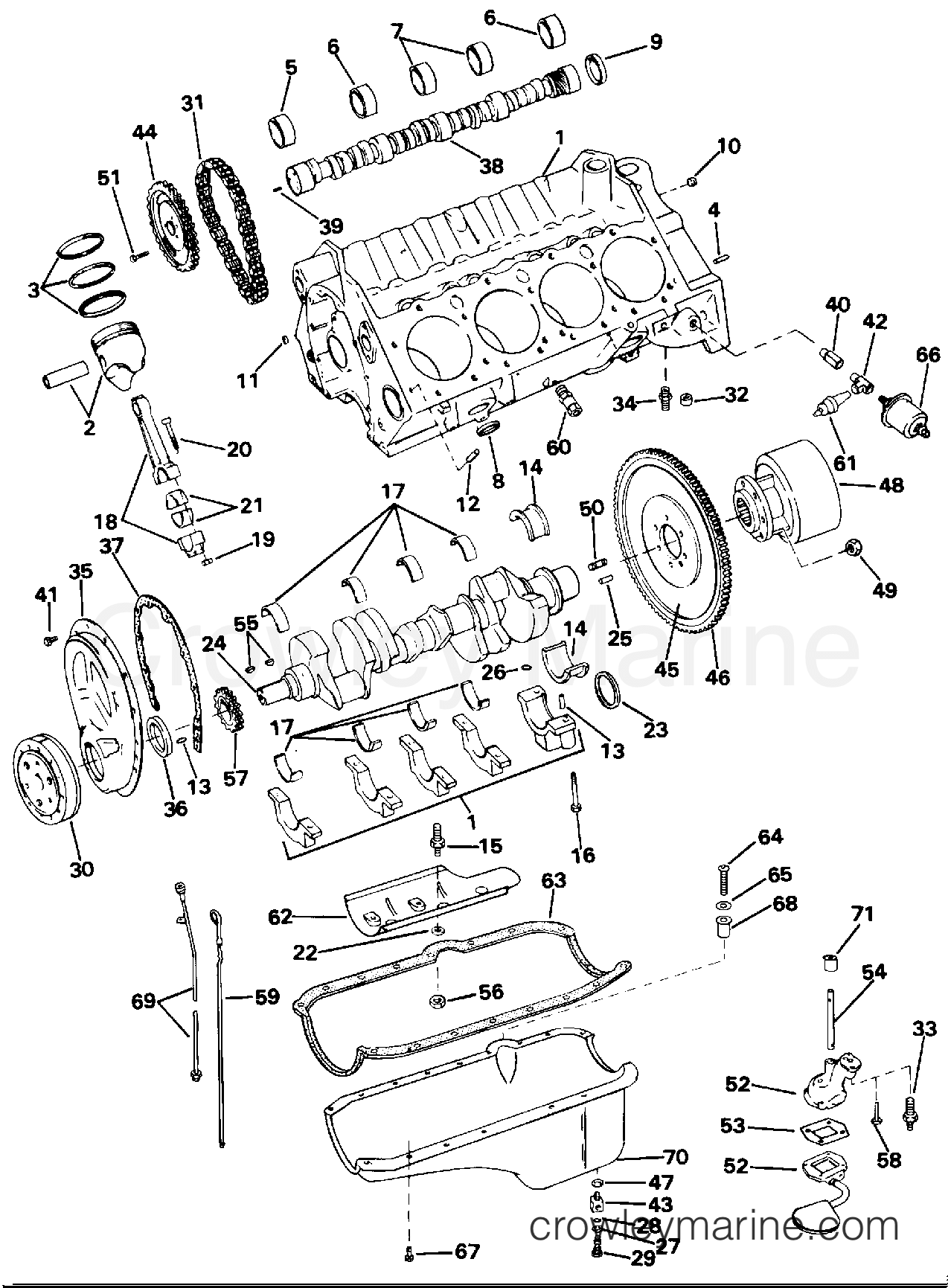 1994 OMC Stern Drive 7.4 - 744DJPMDA - CRANKCASE