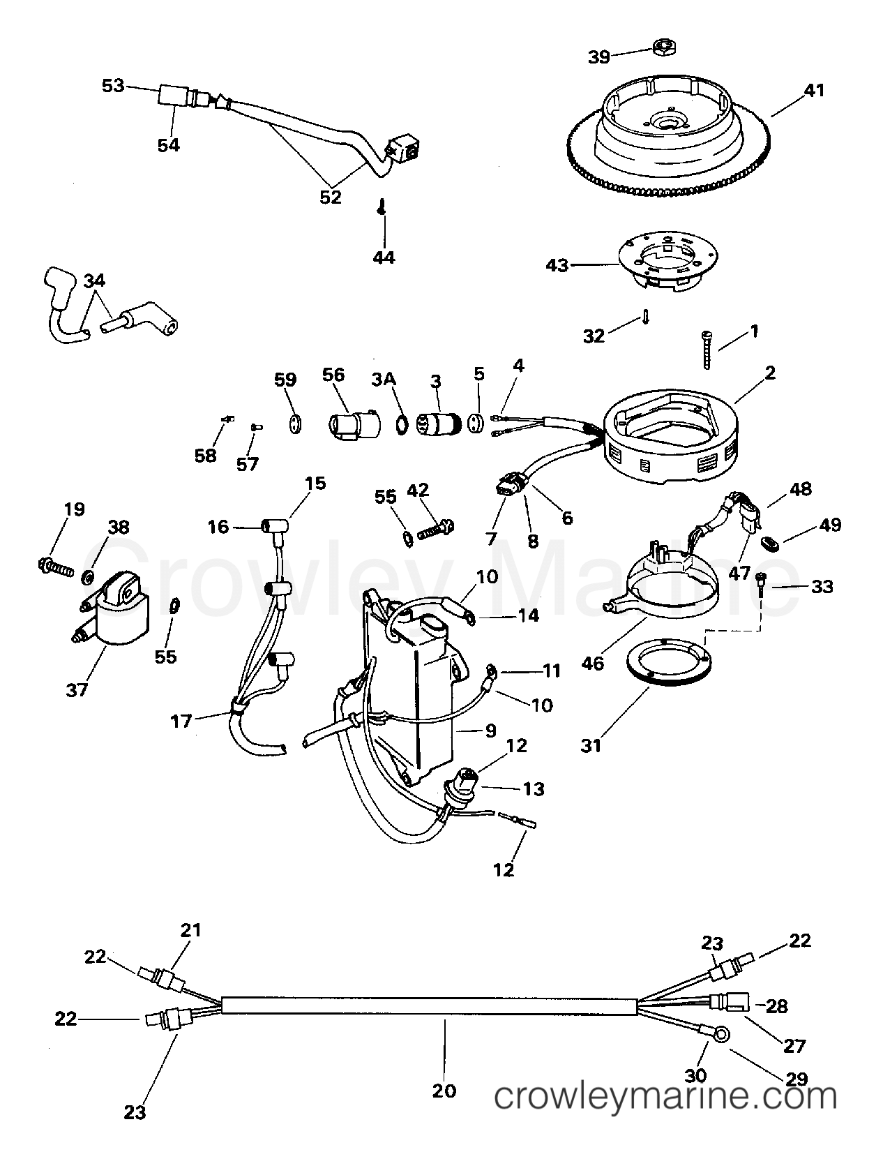 1996 Outboard 35 - BJ35AREDS - IGNITION SYSTEM - ROPE & AC