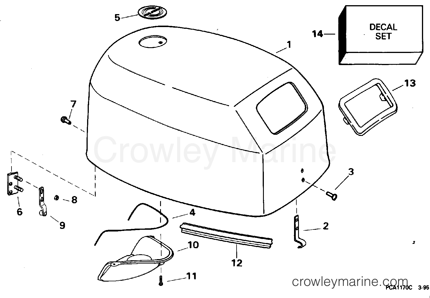 1995 Outboard 9.9 - J10FEXEO - ENGINE COVER - JOHNSON