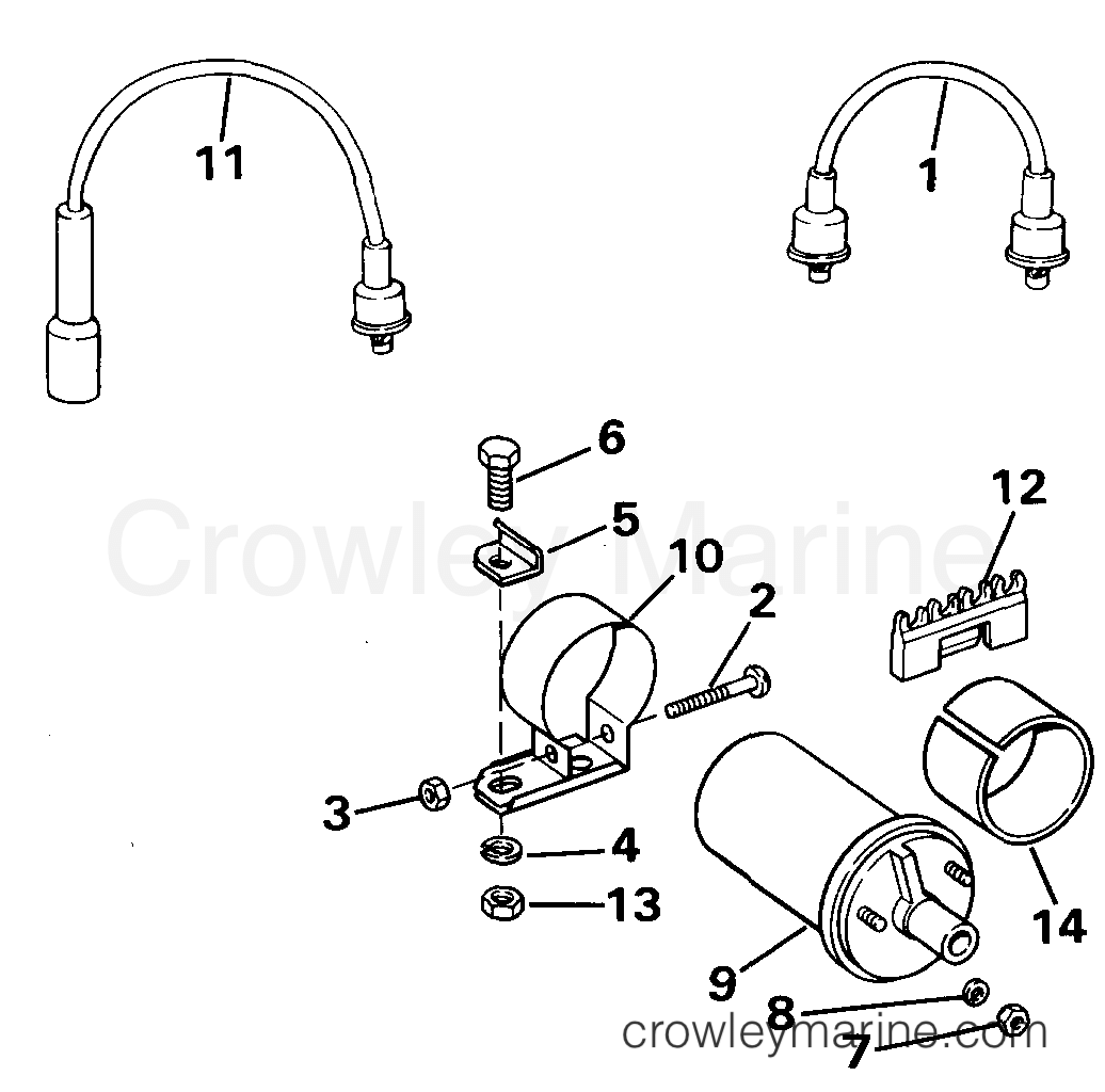 1990 OMC Stern Drive 2.3 - 232BMRPWS - IGNITION COIL AND LEADS section