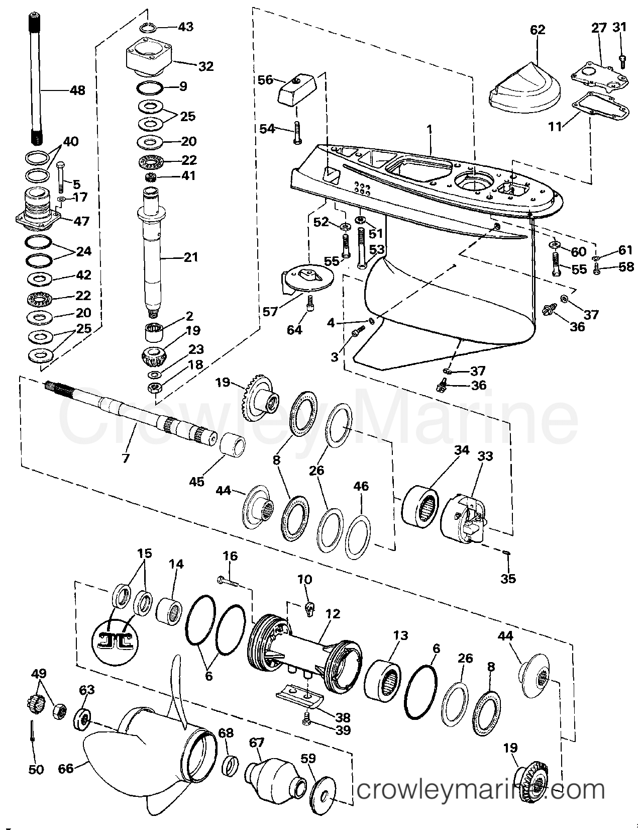 LOWER GEARCASE - 370 MODEL - 1988 Stern Drive 7.4 744APRGDP | Crowley ...