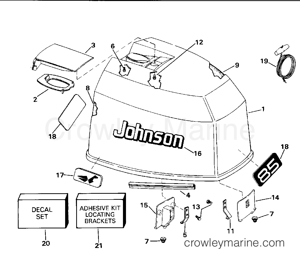 1994 Outboard 85 - J85TTLERC - ENGINE COVER - JOHNSON
