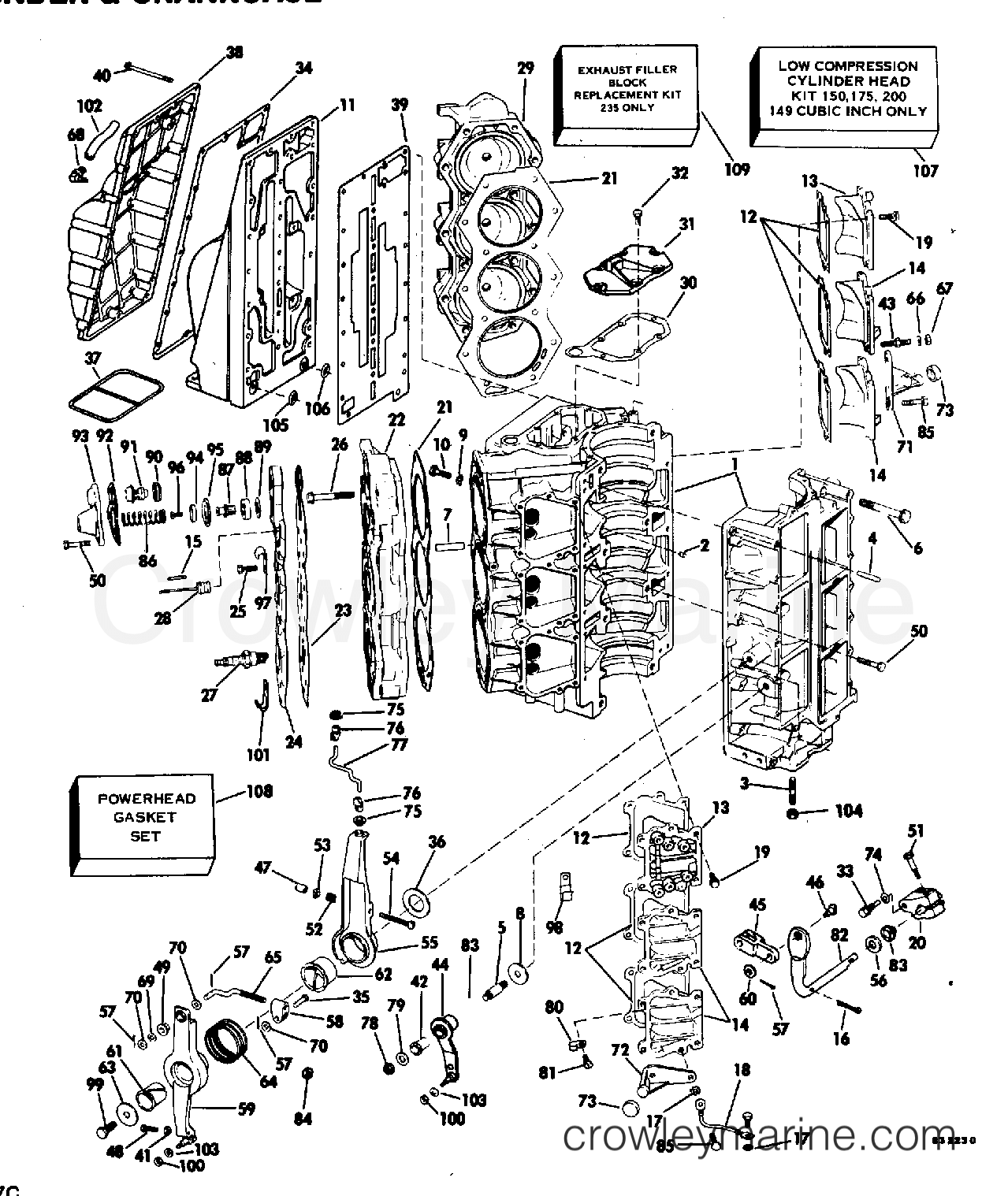 1983 Evinrude Outboards 200 - E200TRXCTD - CYLINDER & CRANKCASE
