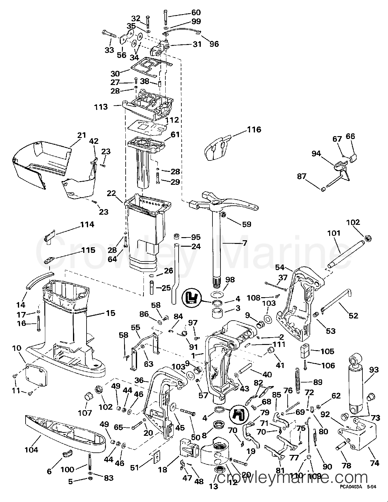 1997 Outboard 65 - SJ65WMLZ2 - MIDSECTION