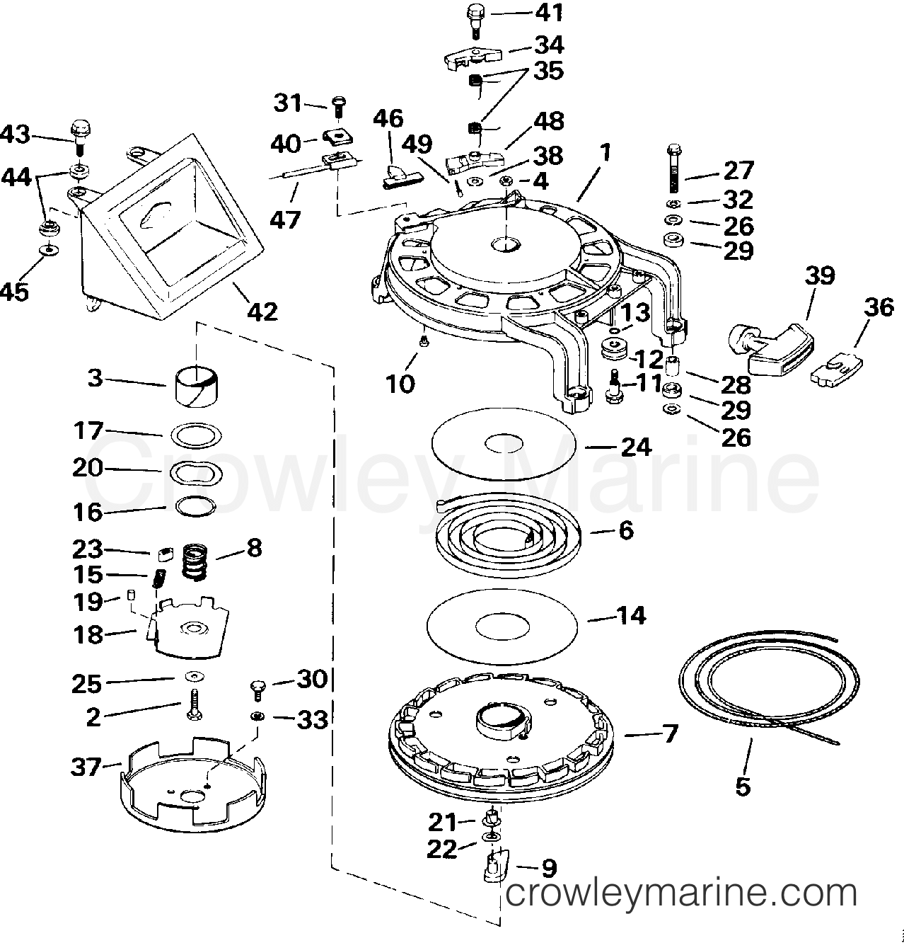 1992 Outboard 55 - J55RWLENM - REWIND STARTER