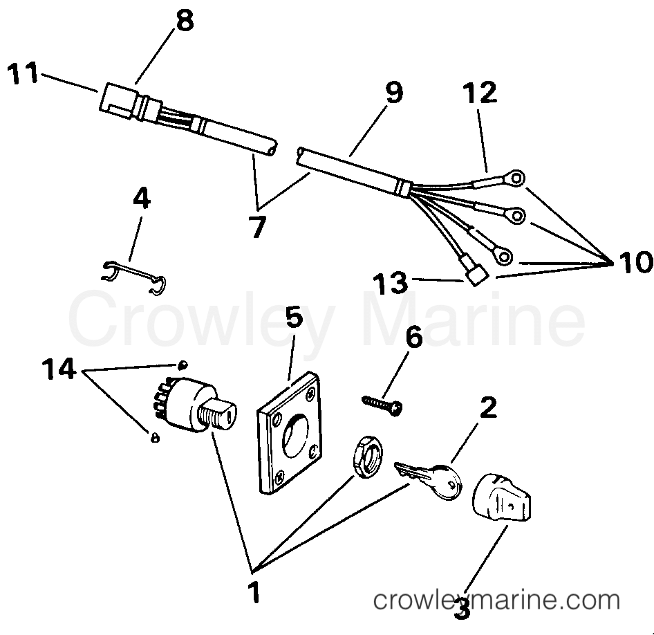 1993 Outboard 50 - J50BEETB - IGNITION SWITCH & CABLE - 40TE, 40TTL