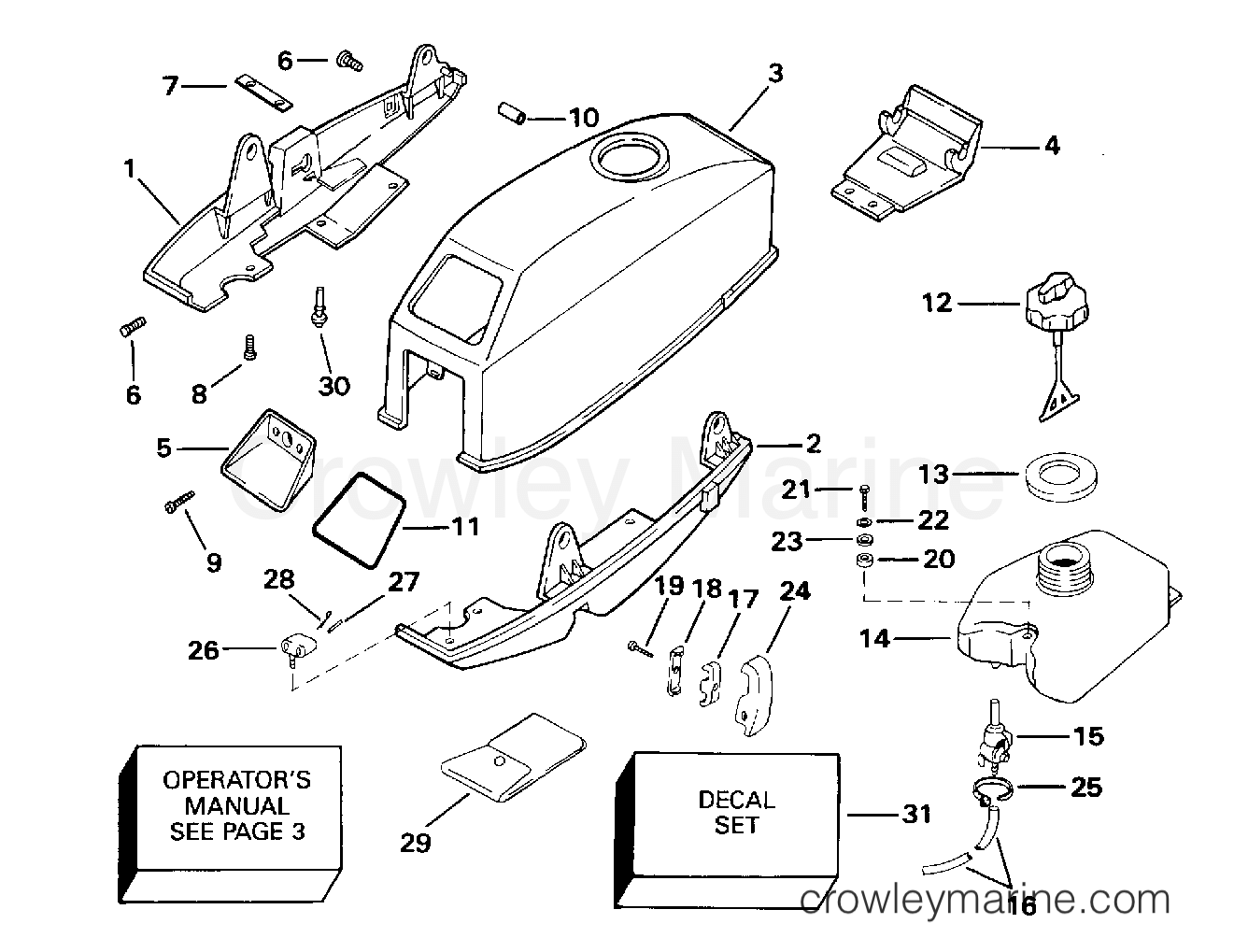 1994 Evinrude Outboards 2 - HE2DRERM MOTOR COVER - JOHNSON / EVINRUDE & INTEGRAL FUEL TANK section