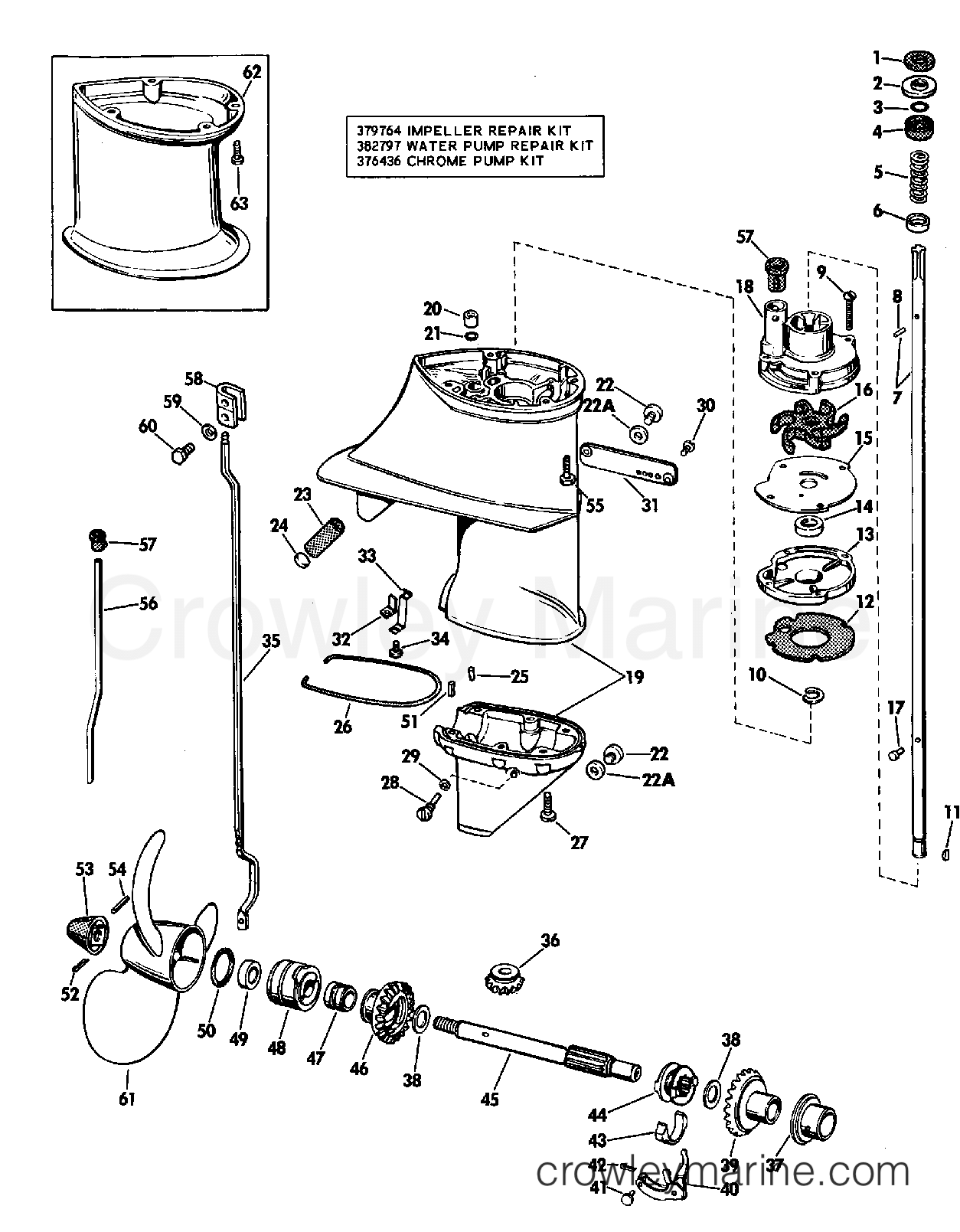 1974 Outboard 6 - 6RL74C - GEARCASE