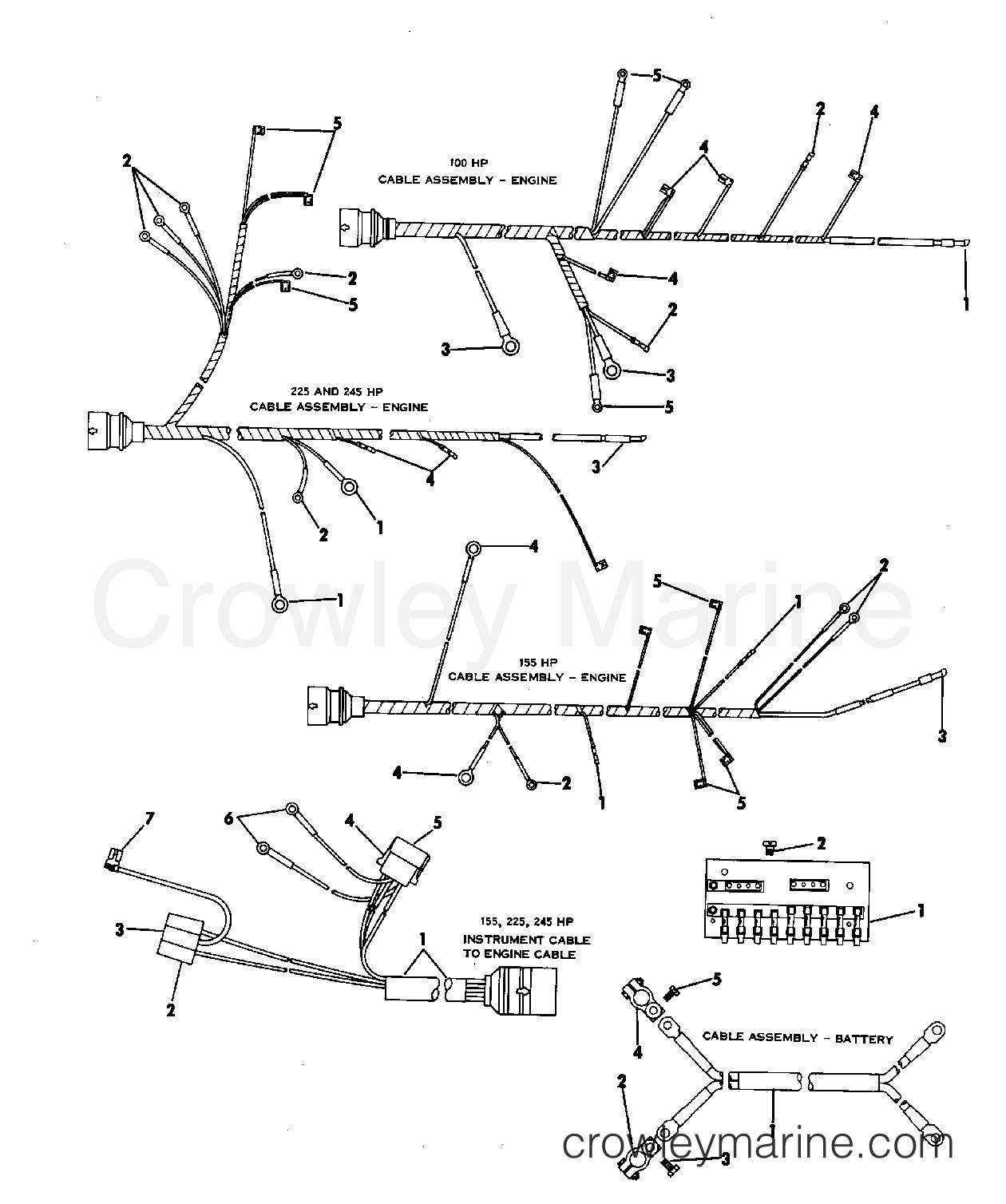1972 Stern Drive 100 - LUFP-10C - CABLE ASSEMBLY ENGINE 155 HP
