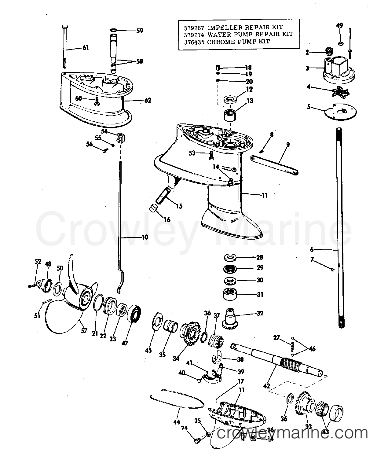 1972 Outboard 40 - 40E72E - GEARCASE