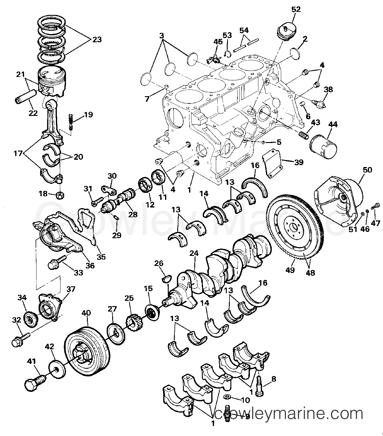 1989 Stern Drive 2.3 - 232BPRMEF - CRANKCASE ASSEMBLY