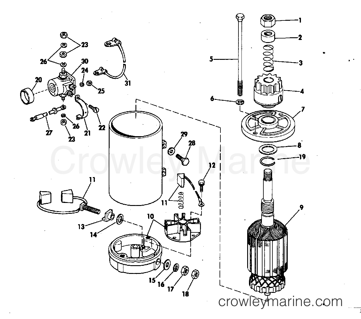 ELECTRIC STARTER AND SOLENOID - 1978 Johnson Outboards 140 140TL78C
