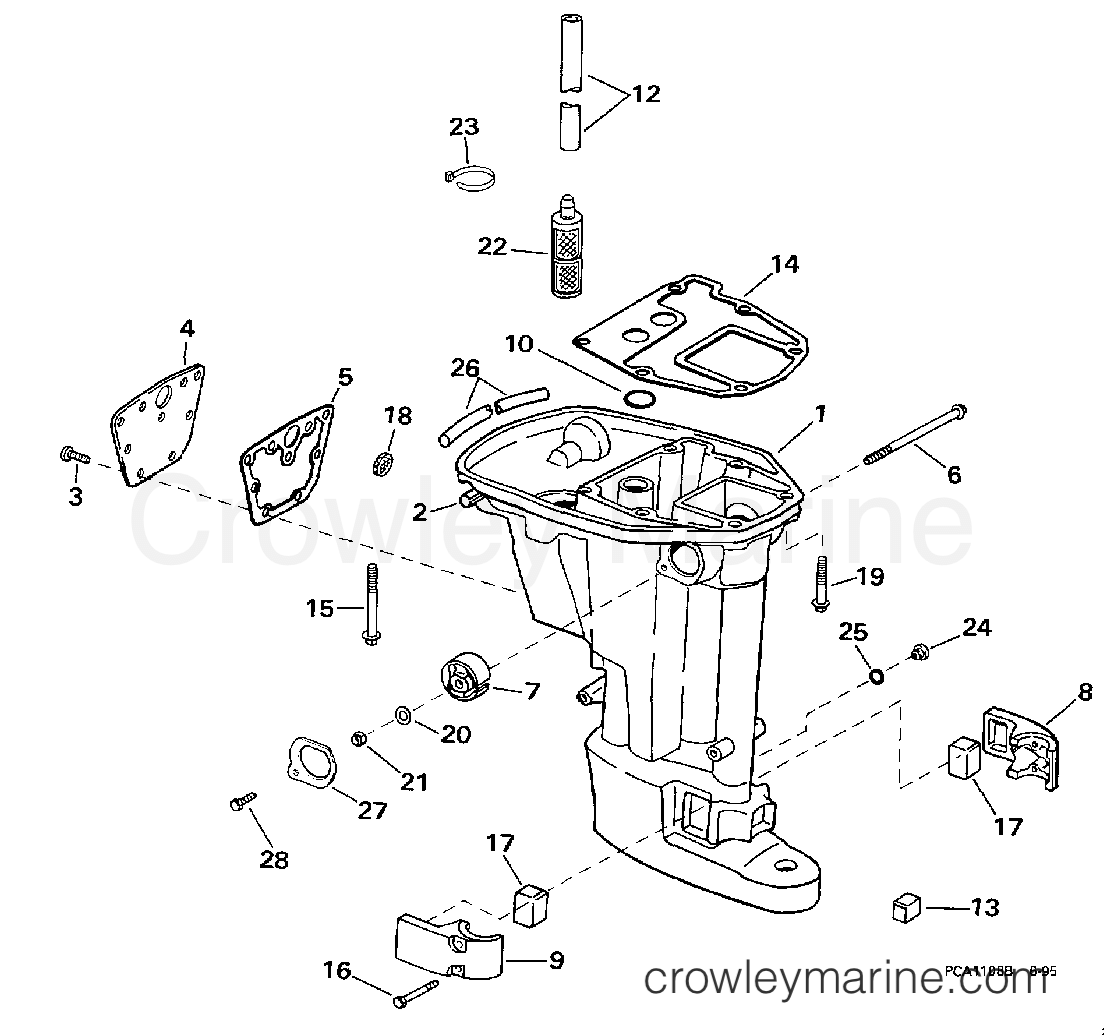 EXHAUST HOUSING - 1998 Johnson Outboards 9.9 J10FRELECM | Crowley Marine