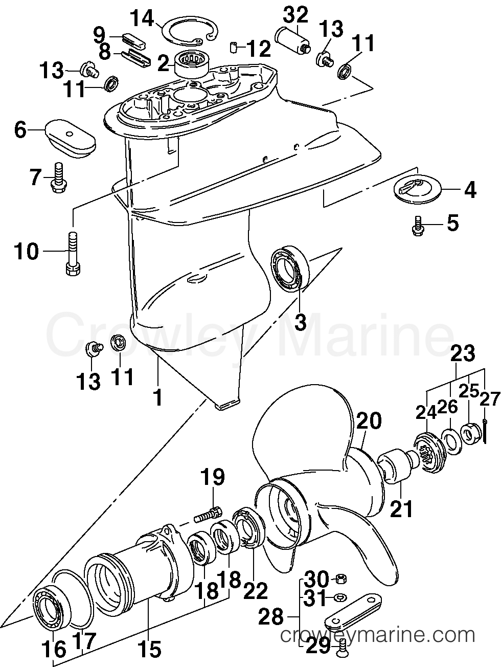 2004 Outboard 10 - J10R4SR - GEARCASE