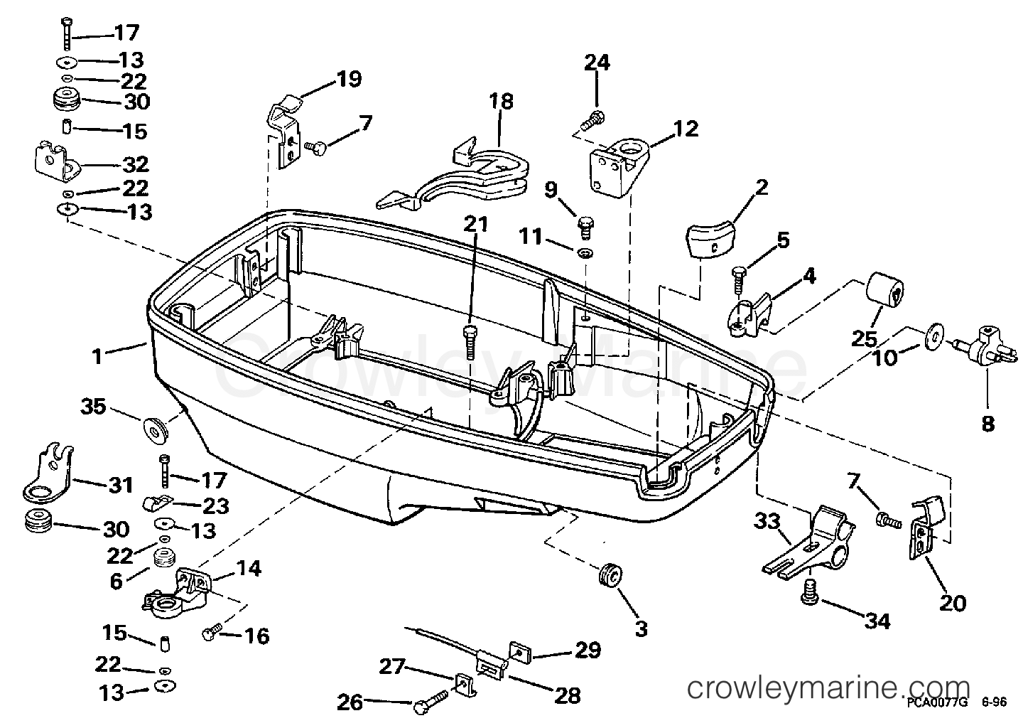 1997 Outboard 40 - SJ40RPYB - LOWER ENGINE COVER
