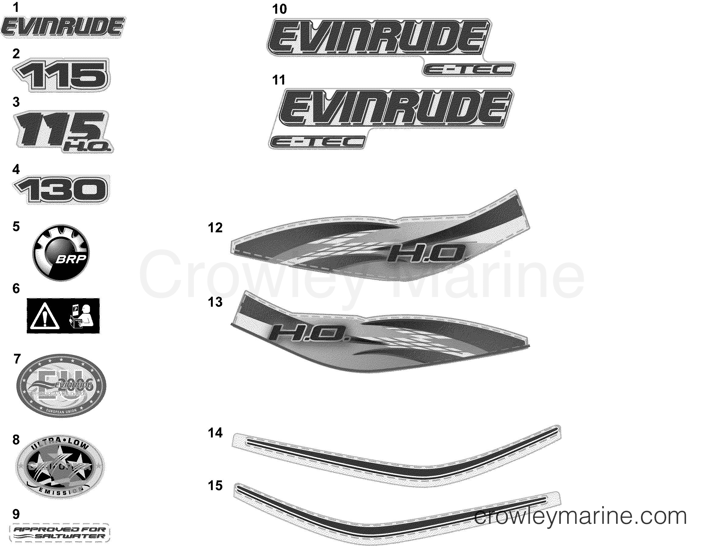 2012 Evinrude Outboards 115 - E115DCXINM DECALS - WHITE section