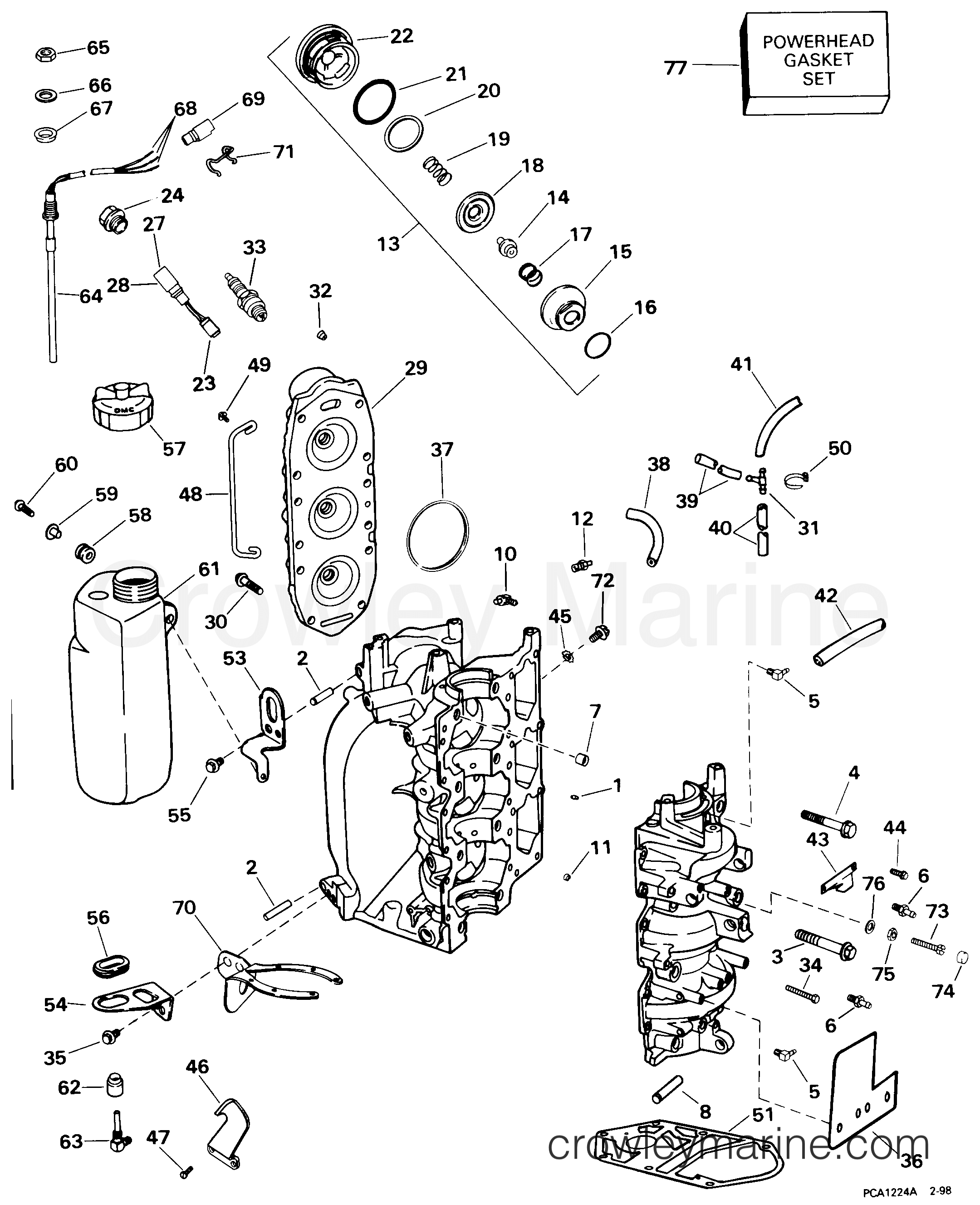 1998 Outboard 35 - J35QLECA - CYLINDER & CRANKCASE