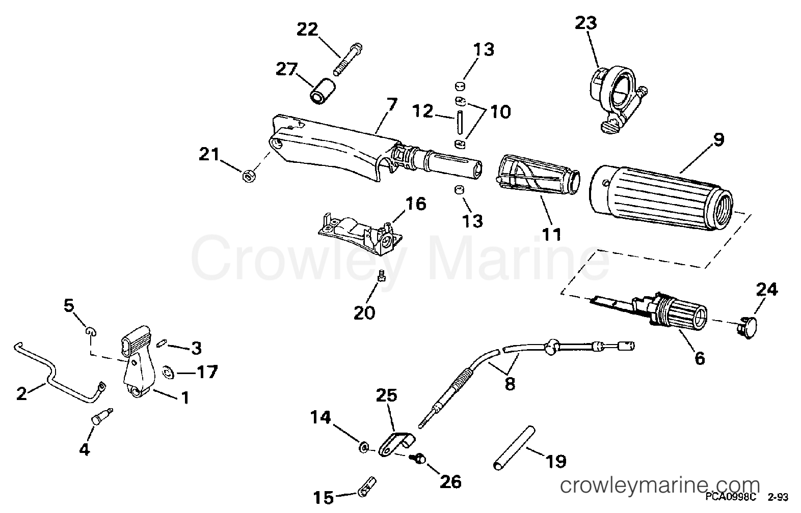 1997 Outboard 15 - HJ15KCLF - STEERING & SHIFT HANDLE