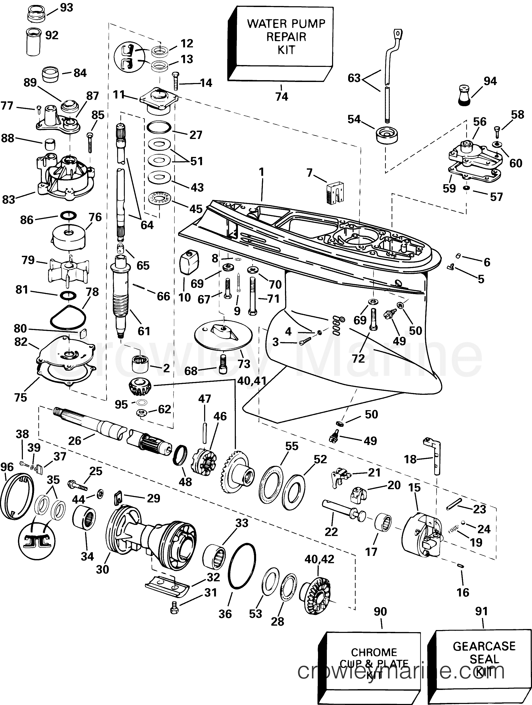 2004 Outboard 225 - E225FHLSRM - GEARCASE - FHL, FHX MODELS