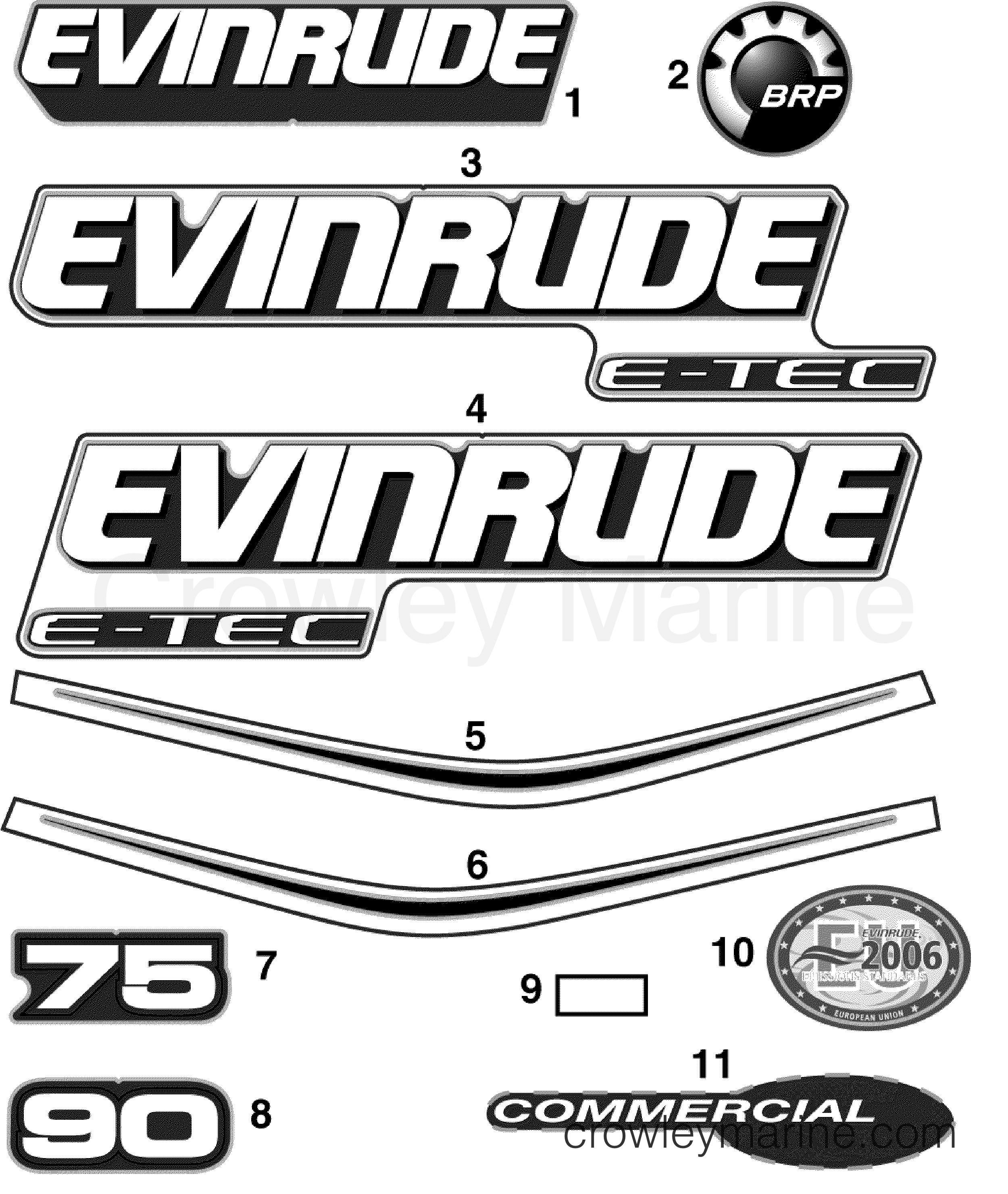 2008 Outboard 75 - E75DPLSCB - DECALS
