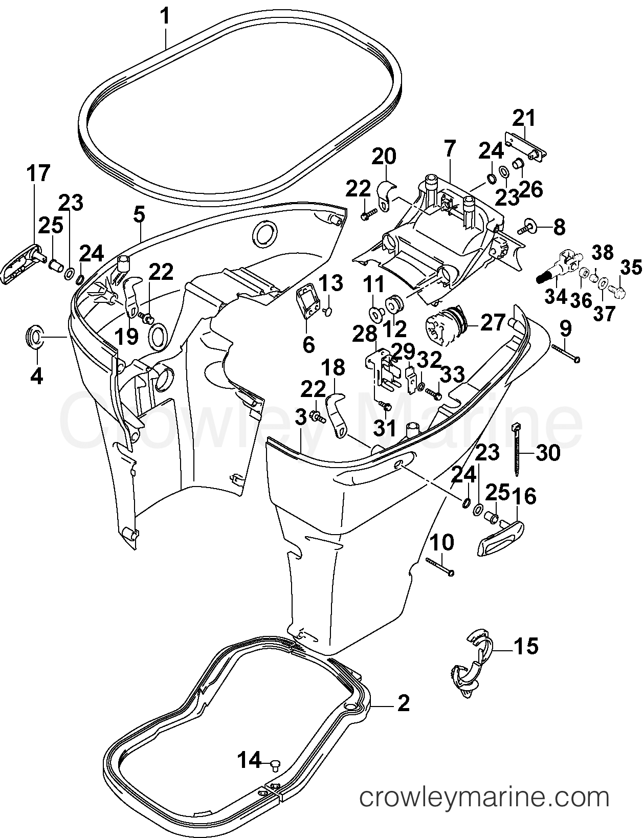2003 Outboard 140 - J140PL4STS - LOWER ENGINE COVER