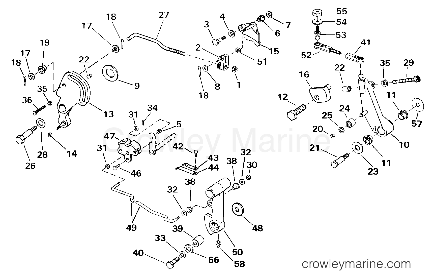 2000 Outboard 55 - J55WRSSC - SHIFT AND THROTTLE LINKAGE