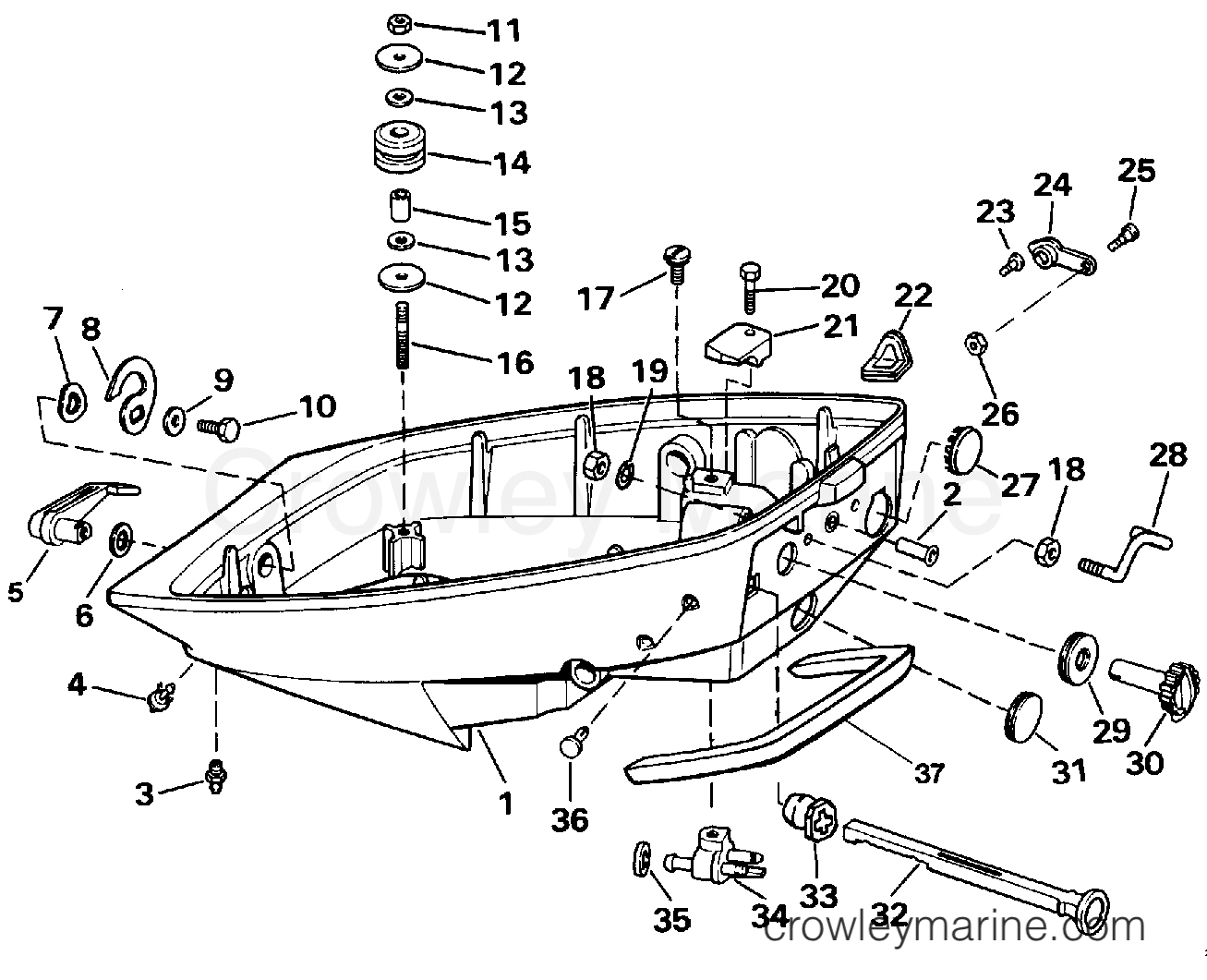 1989 Outboard 15 - J15ECEC - LOWER ENGINE COVER