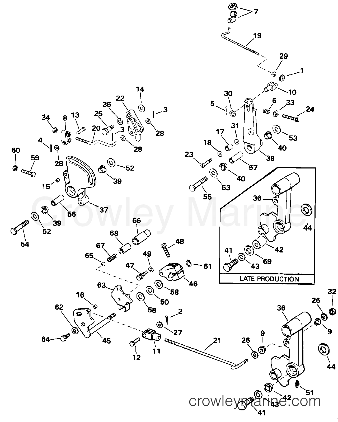 1992 Outboard 85 - J85TTLEND - SHIFT & THROTTLE LINKAGE