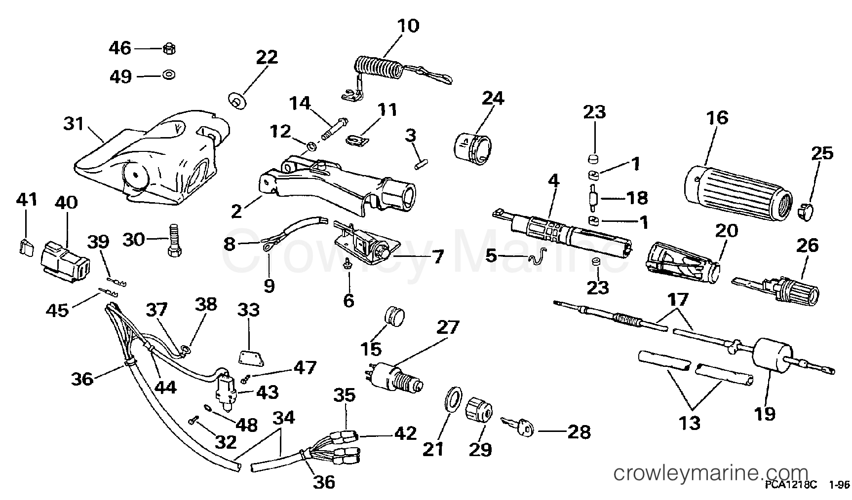 1997 Outboard 35 - J35TKLEUR - STEERING & SHIFT HANDLE