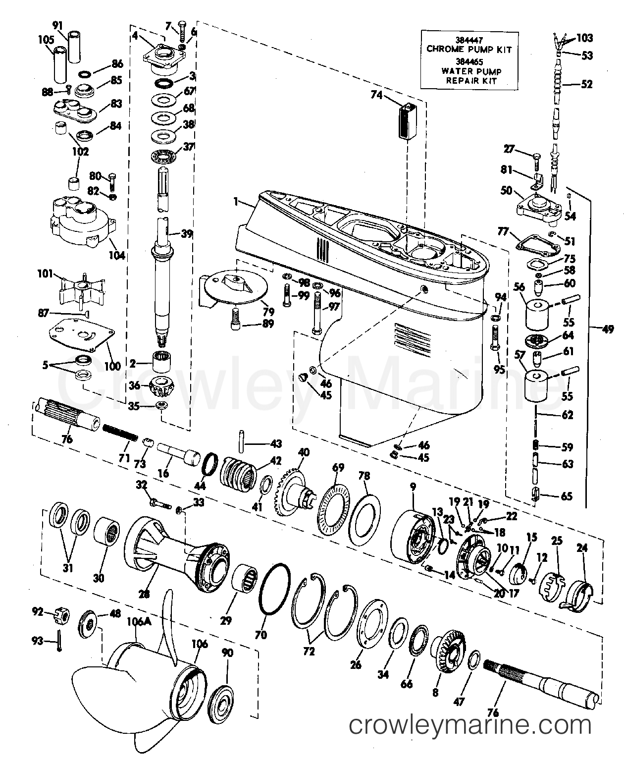 1971 Outboard 100 - 100ESL71A - GEARCASE